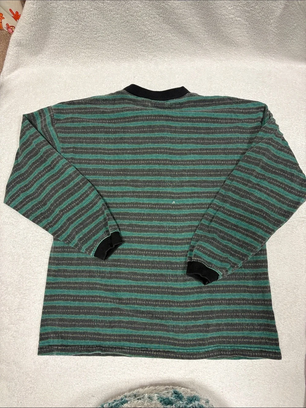 90s Vintage Bugle Boy Grandad Henley L Long Sleeve Stripe Plaid Eclectic med - Picture 7 of 8